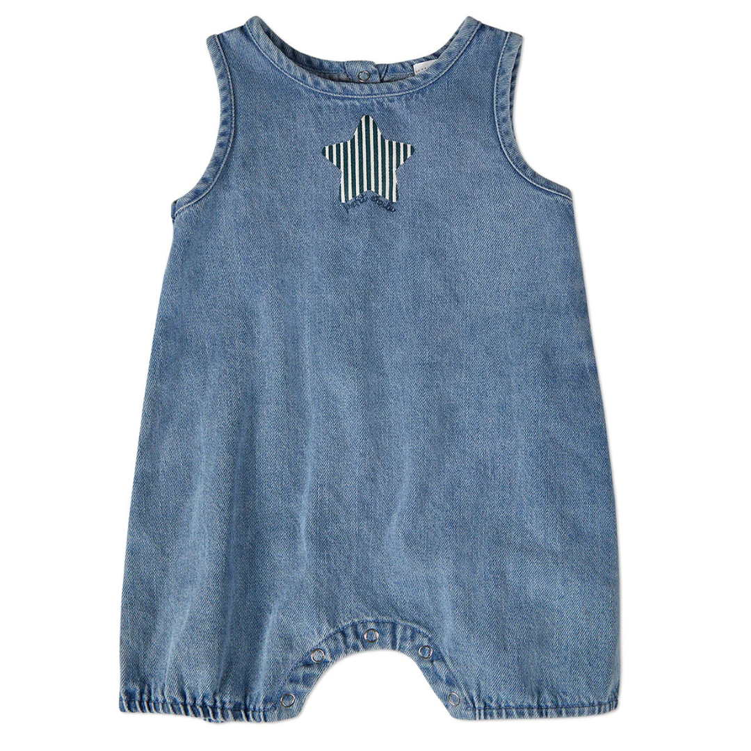 MiniMoi Petit Etoile Denim Short Romper - IRV10130
