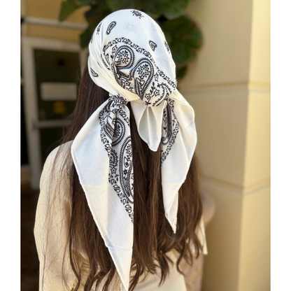The Scarf Bar Paisley White Headscarf - TSB-24-SS26