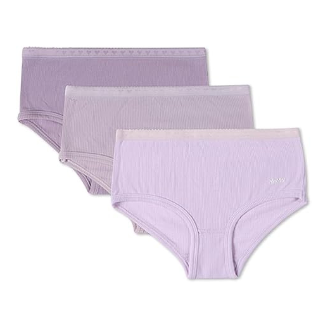 Memoi Solid Ribbed Modal Girls Panty 3 Pair Pack - MKU4100