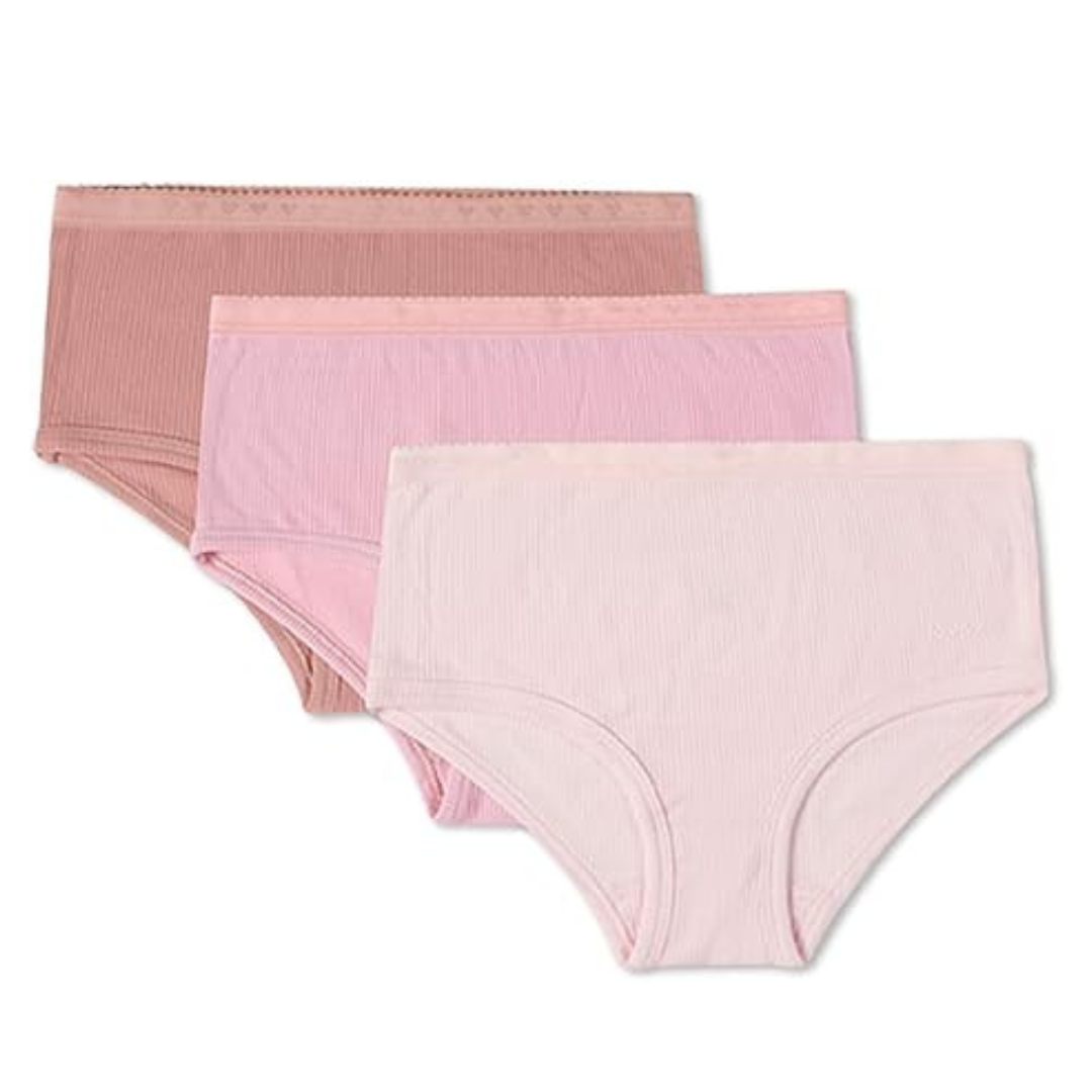 Memoi Solid Ribbed Modal Girls Panty 3 Pair Pack - MKU4100
