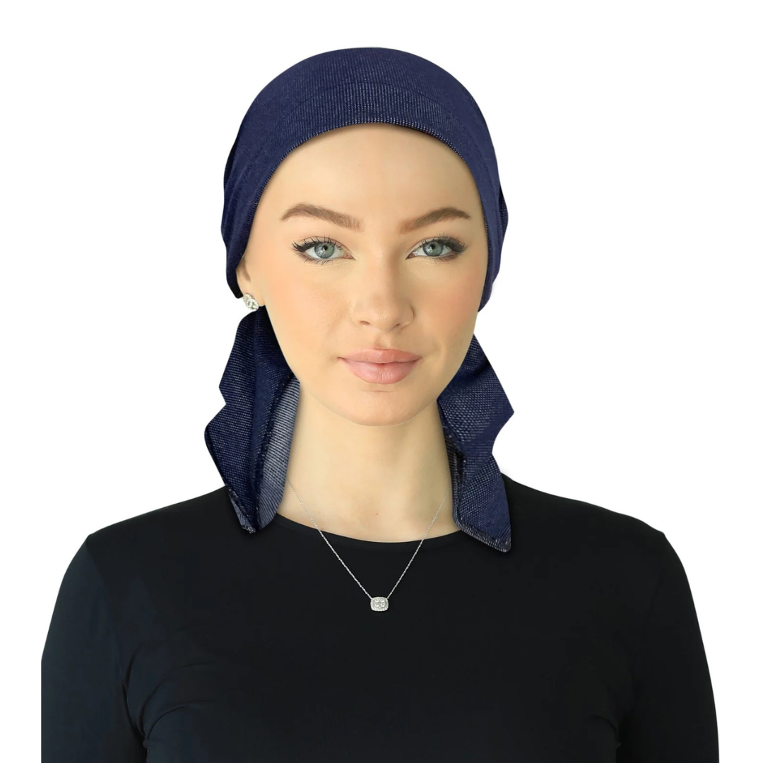 Cherie Pre-Tied Bandana Soft Denim Headscarves - HB-170