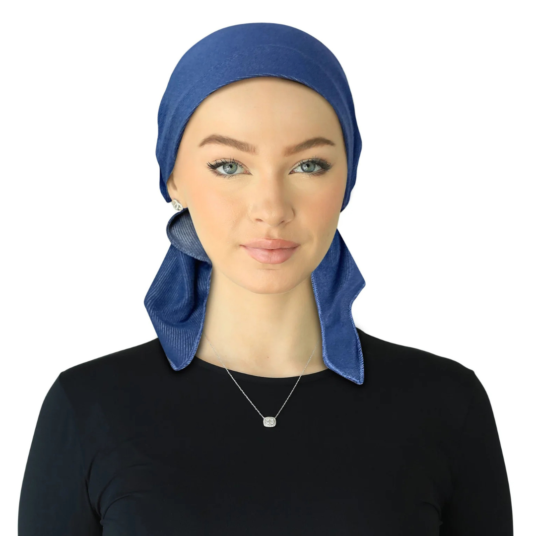 Cherie Pre-Tied Bandana Soft Denim Headscarves - HB-170