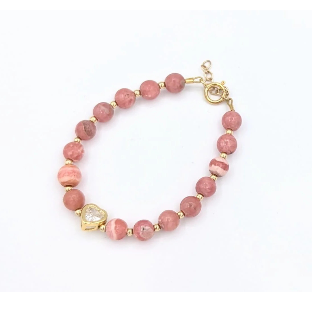 Crystal Dream Baby Gold Filled Beads With Cz Center Heart Bracelet - B2605