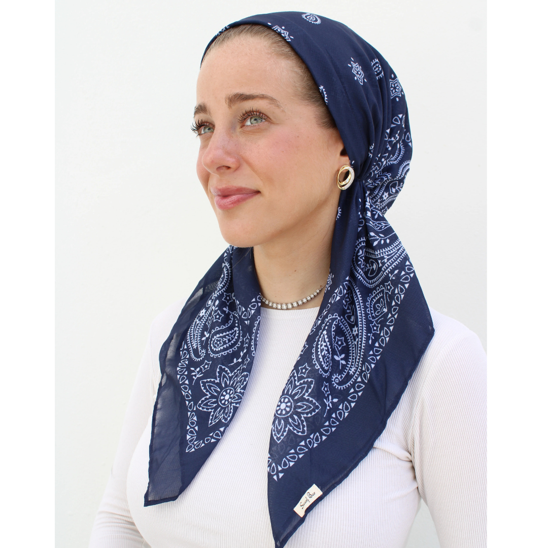 The Scarf Bar Short Classic Pretied Paisley Headscarf - SCPP-TSB