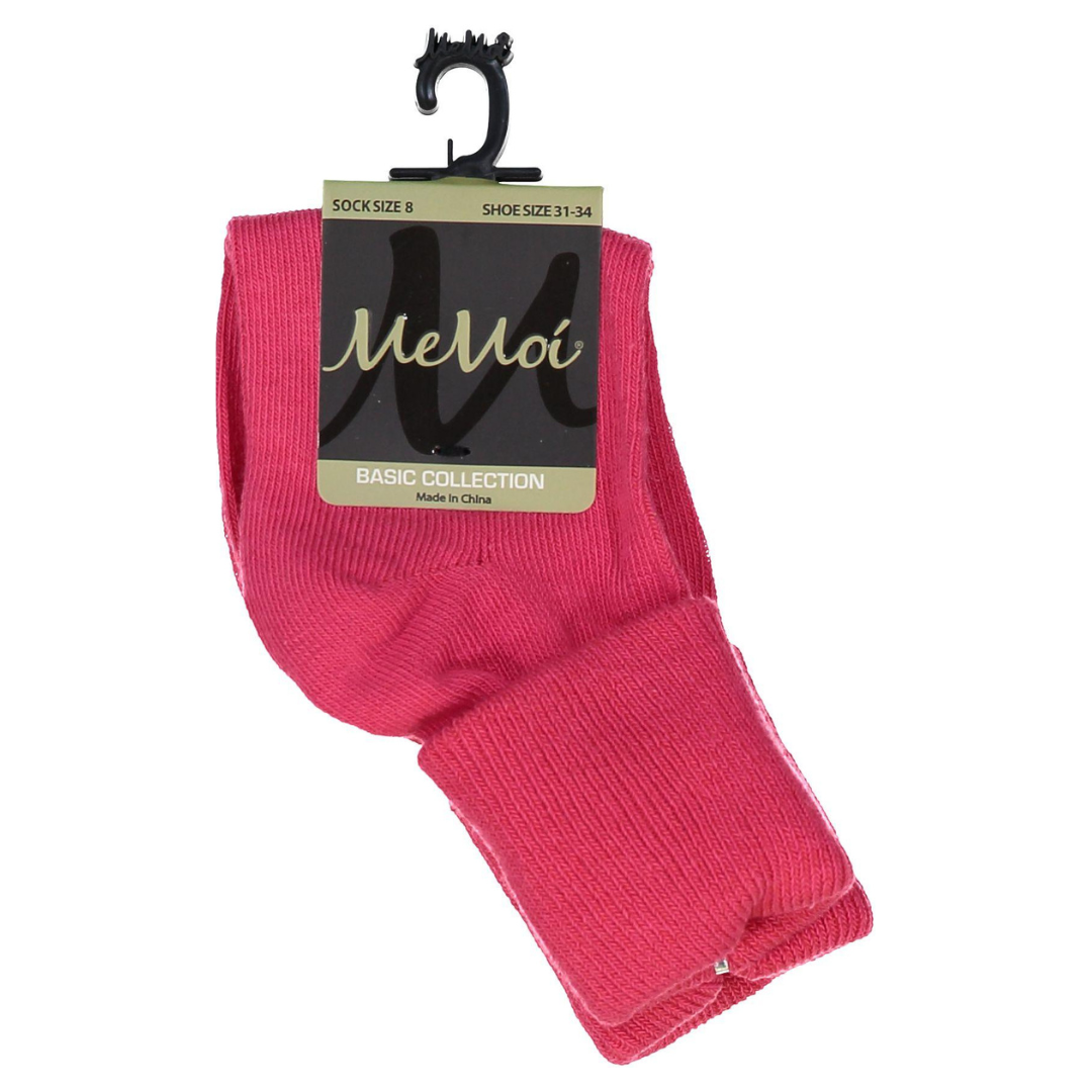 Memoi Kids Triple Roll Cotton Blend Ankle Socks Raspberry - Mk-5058