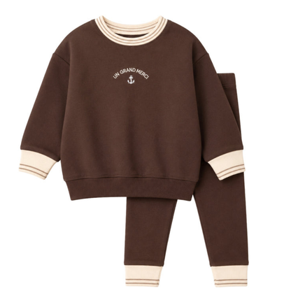 Bonjoy Striped Collar Sweatshirt Set - TW26005SET