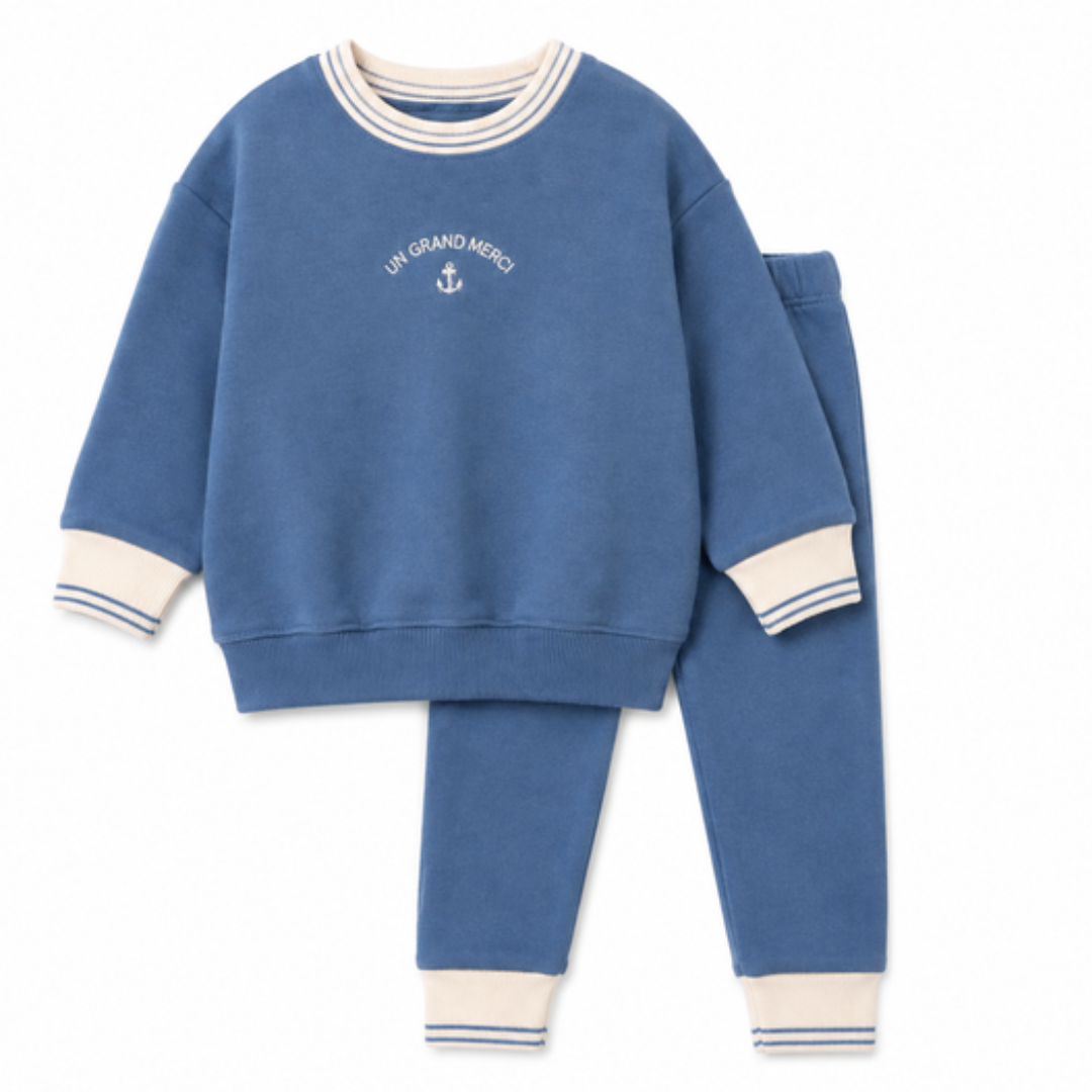 Bonjoy Striped Collar Sweatshirt Set - TW26005SET