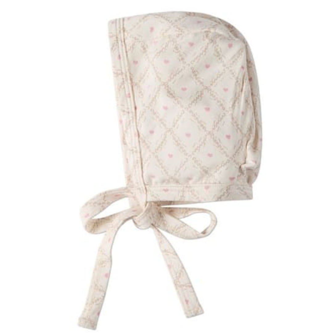 MiniMoi Harlequin Heart All Over Print Bonnet - ICT10429