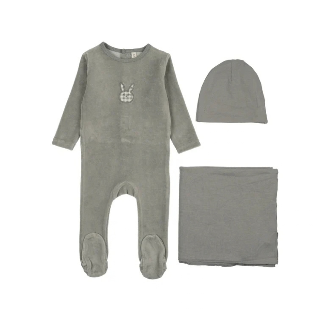 Lilette Velour Gingham Bunny Layette Set - LTF26FS300LS