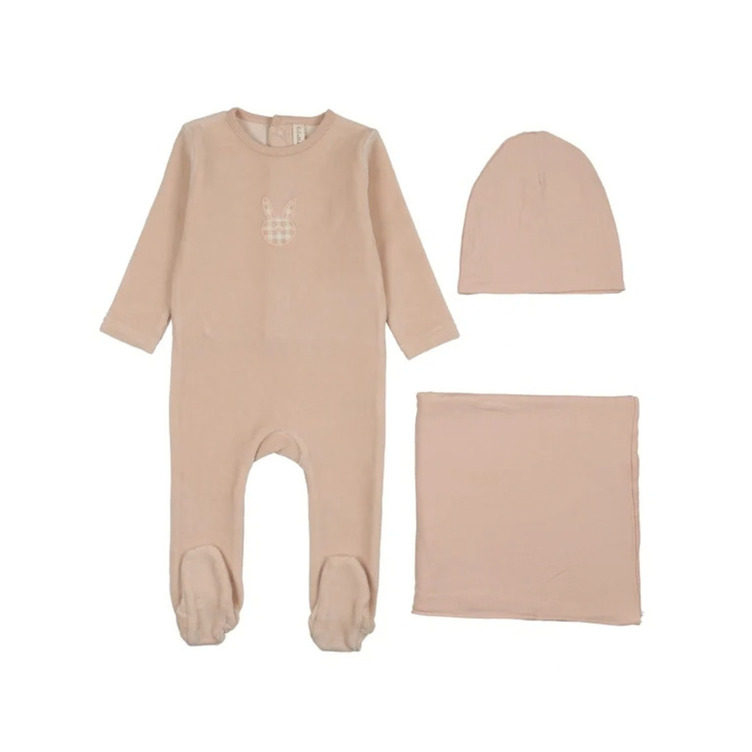 Lilette Velour Gingham Bunny Layette Set - LTF26FS300LS
