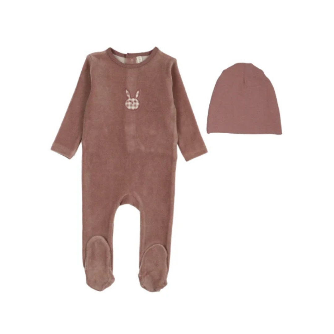 Lilette Velour Gingham Bunny Footie Set - LTF26FS300