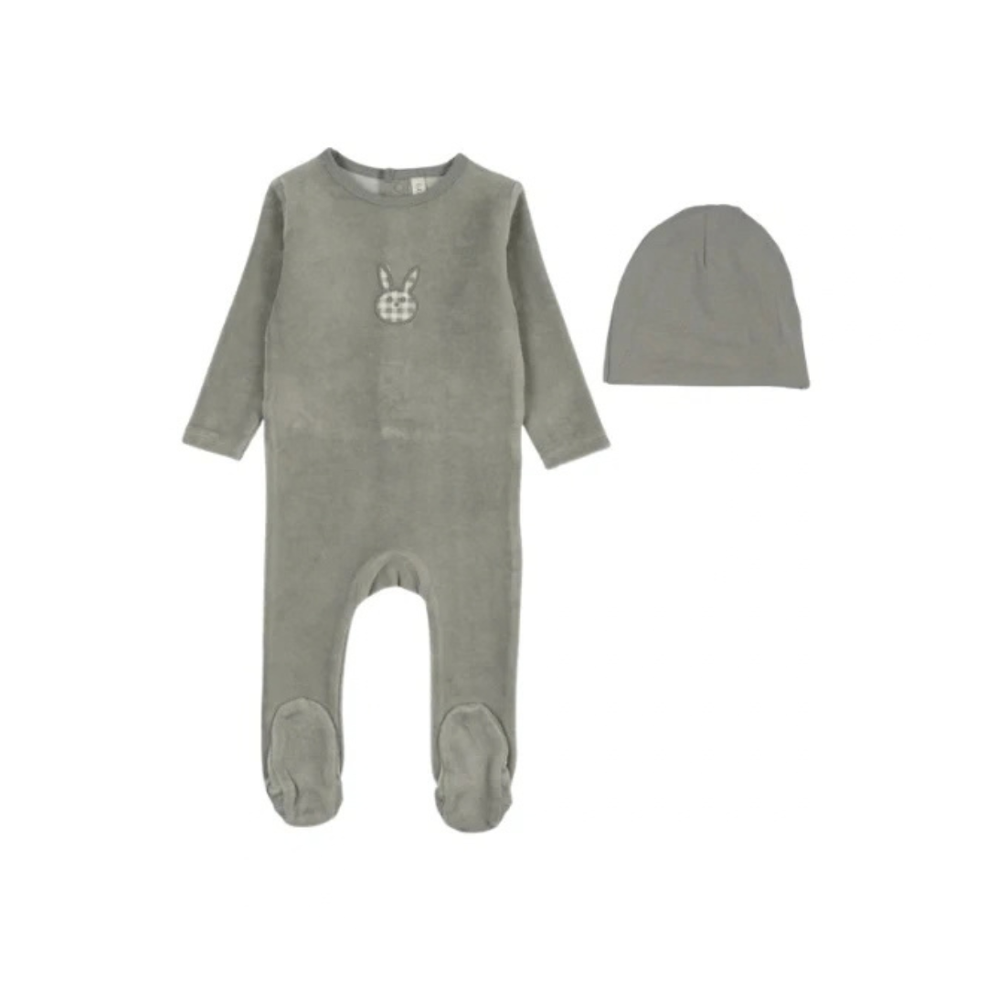 Lilette Velour Gingham Bunny Footie Set - LTF26FS300