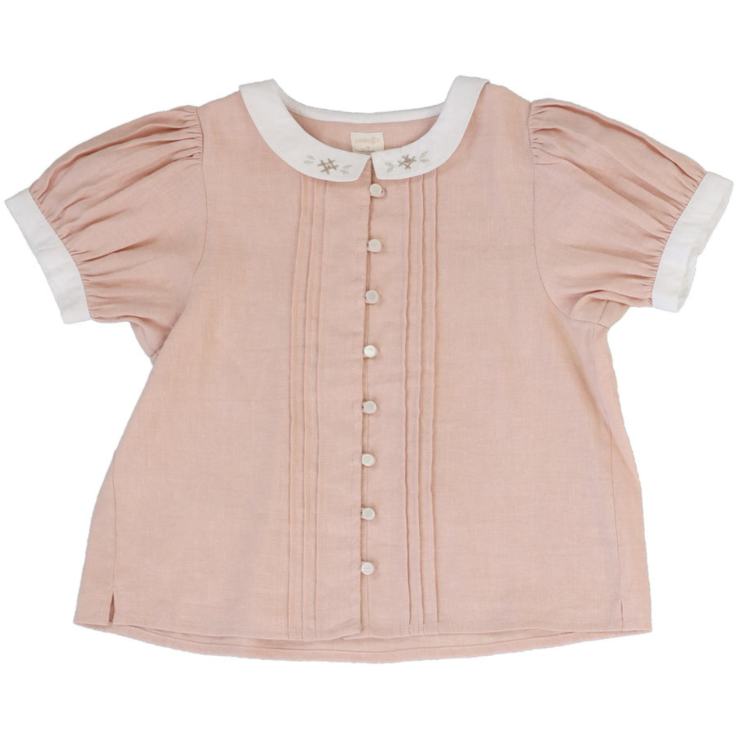 Analogie Pintuck Collar Blouse Short Sleeve - MMCBS-SS26