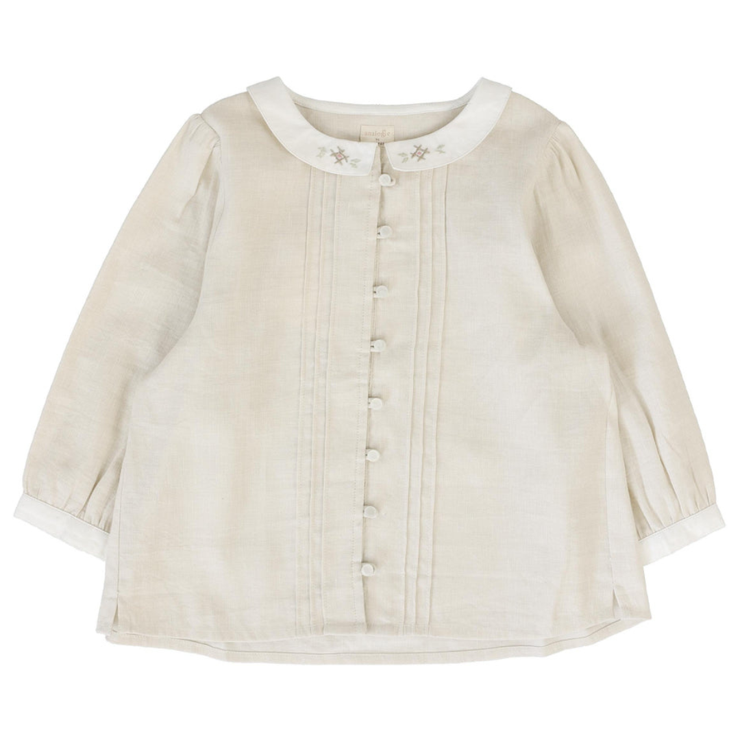 Analogie Pintuck 3/4 Sleeve Collar Blouse - MMCBL-SS26