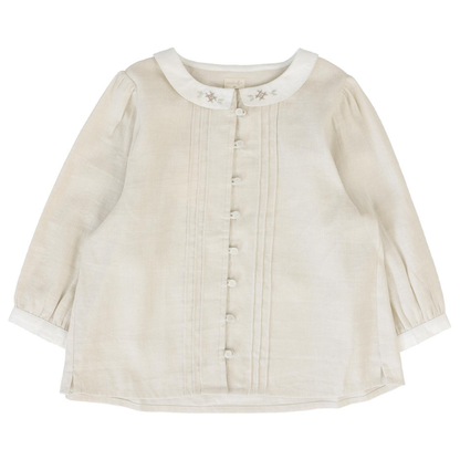 Analogie Pintuck 3/4 Sleeve Collar Blouse - MMCBL-SS26