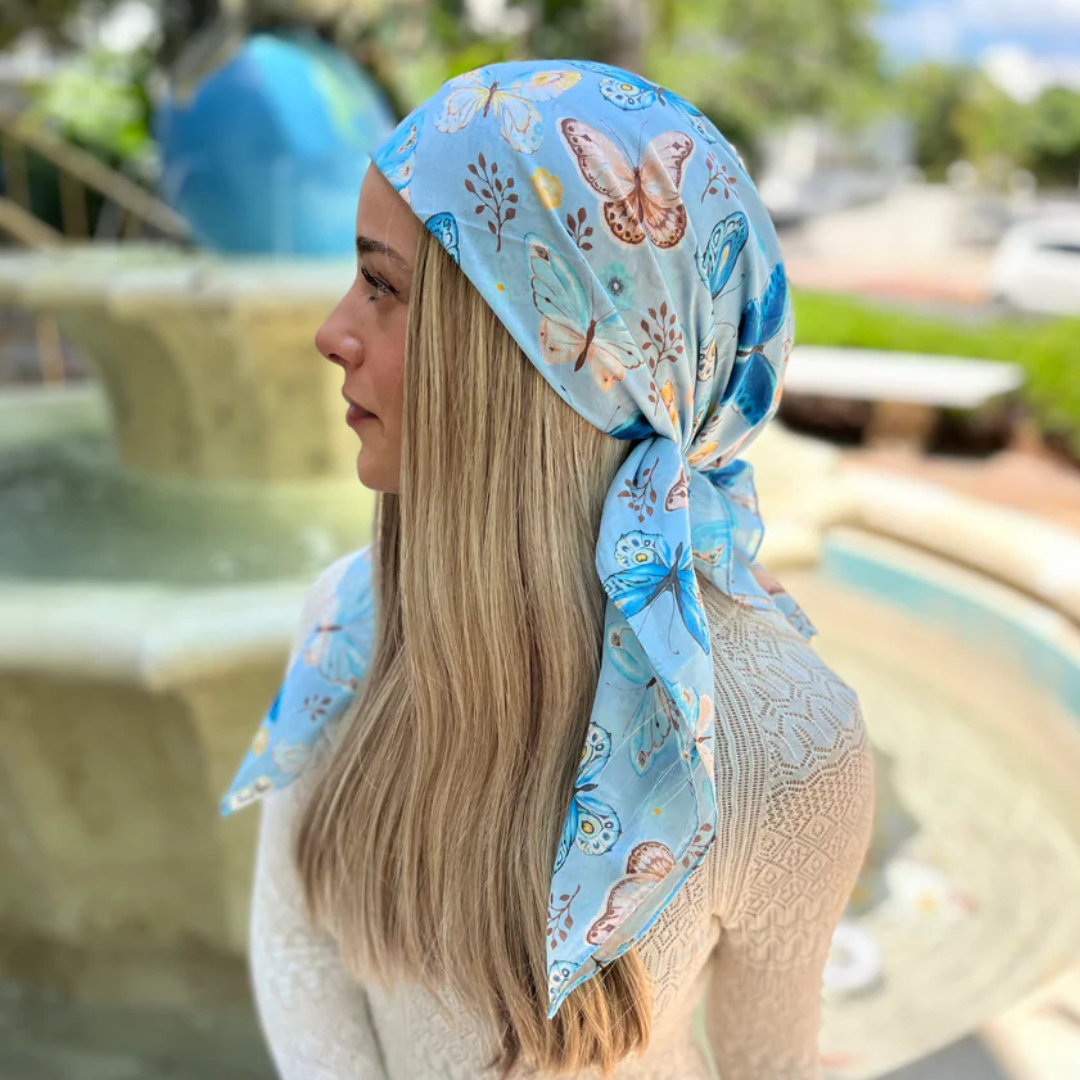 The Scarf Bar Blue Butterfly Headscarf - TSB-37-SS26