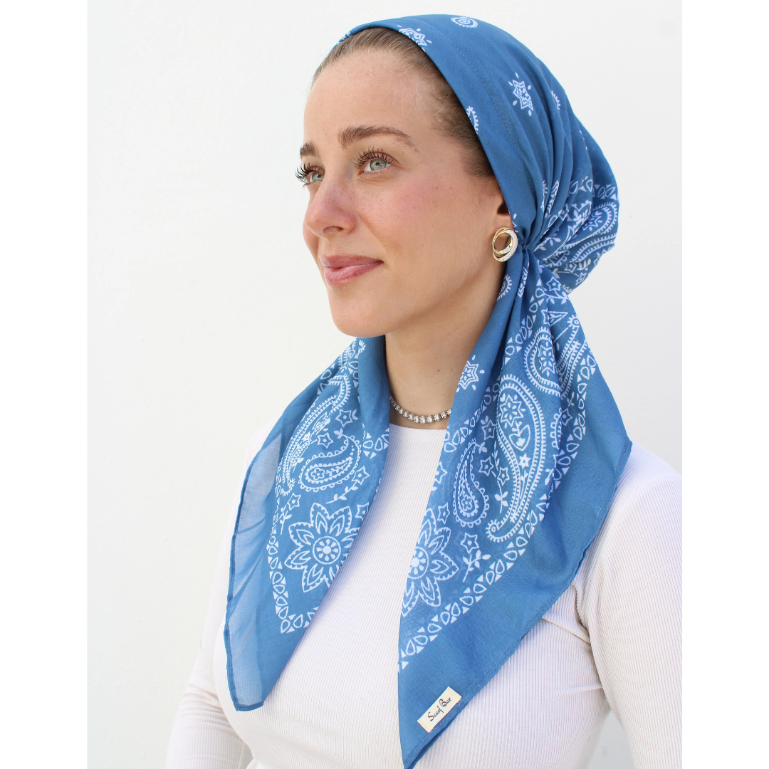 The Scarf Bar Short Classic Pretied Paisley Headscarf - SCPP-TSB