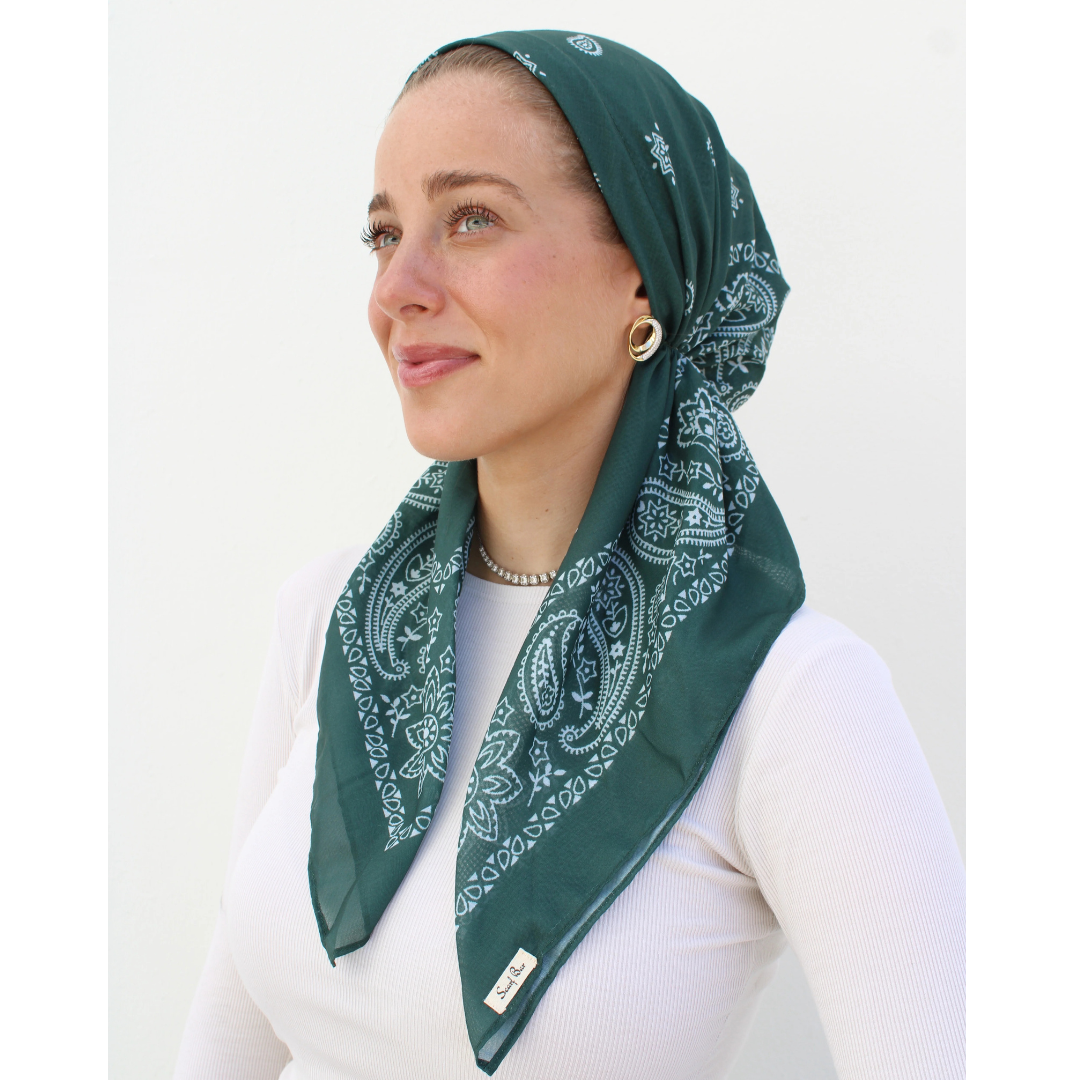 The Scarf Bar Short Classic Pretied Paisley Headscarf - SCPP-TSB