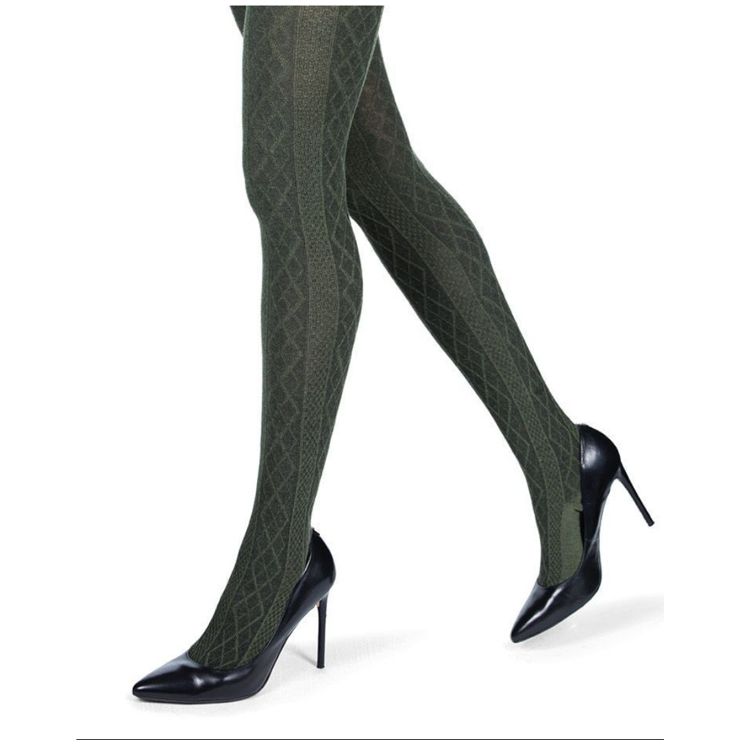 Memoi Juneau Diamonds Cotton Blend Sweater Tights - Mo-389