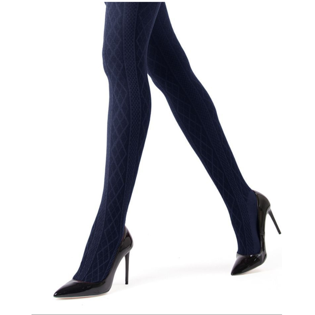 Memoi Juneau Diamonds Cotton Blend Sweater Tights - Mo-389