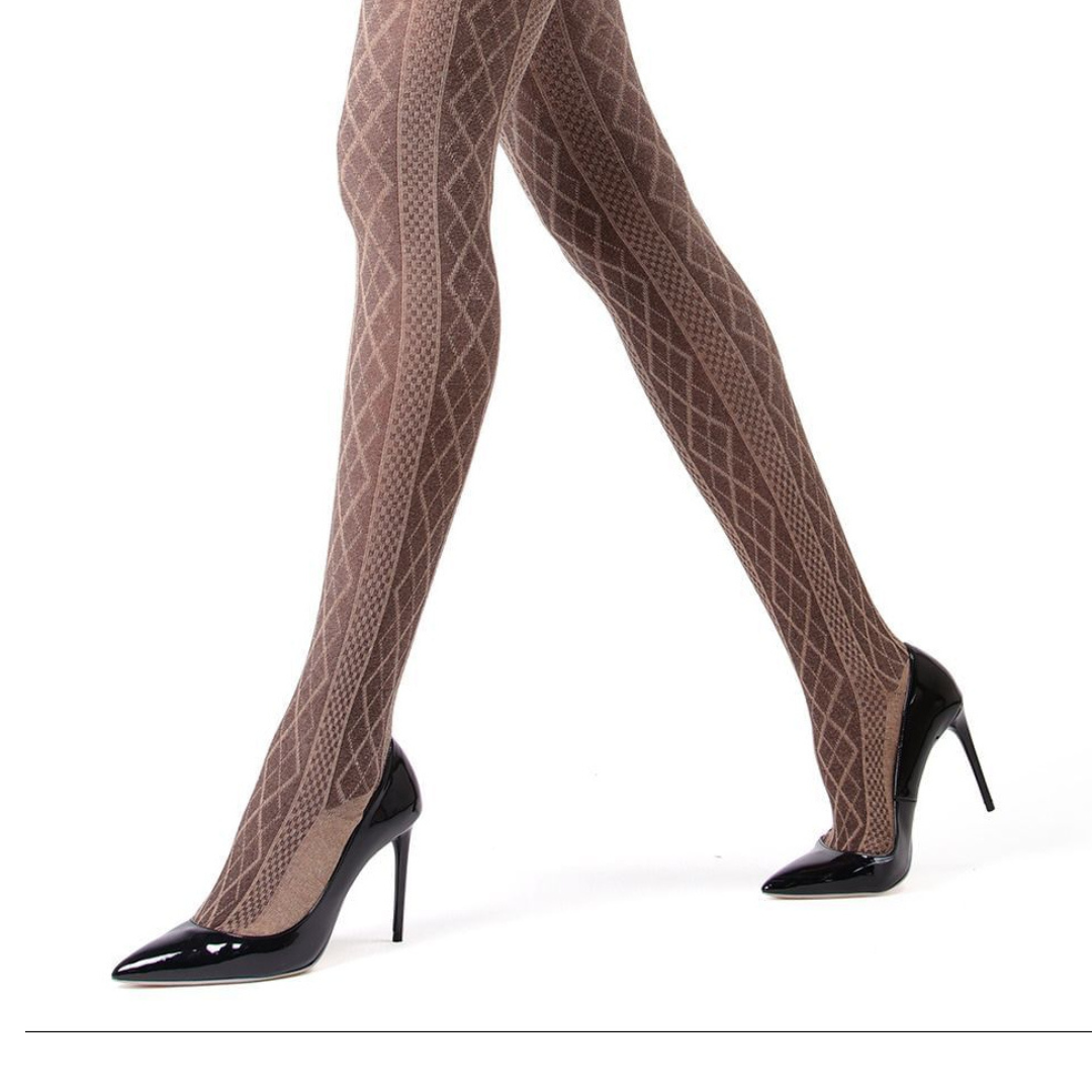 Memoi Juneau Diamonds Cotton Blend Sweater Tights - Mo-389