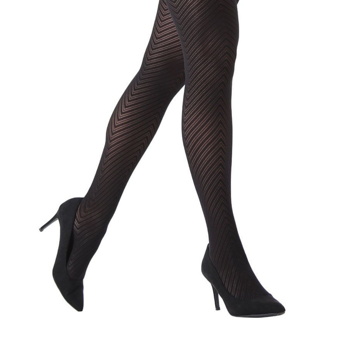 Memoi Chevron Control-Top Medium-Weight Smoothing Tights - Mo-316