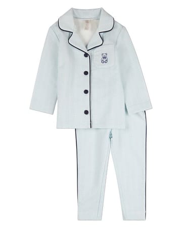 MiniMoi Snuggly Bear Chevron Printed 2 Pc Pajama Set - IBI10487