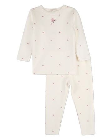 MiniMoi Rosettes and Stitching 2 Pc Pajama Set - IBP10518