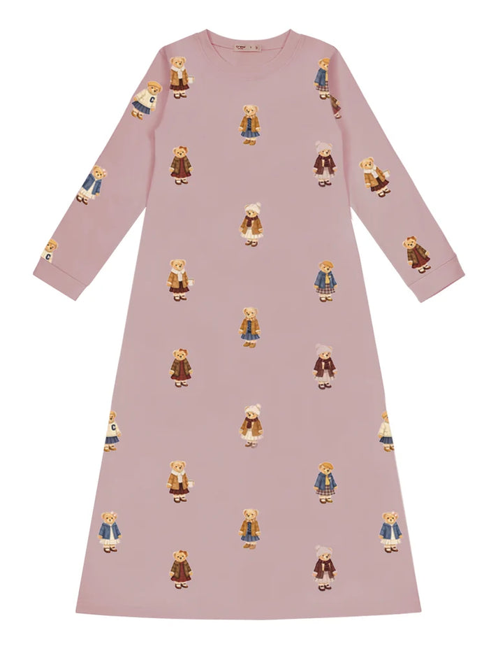 Crew Lounge Teddy Pattern Lounge Nightgown - SG3222