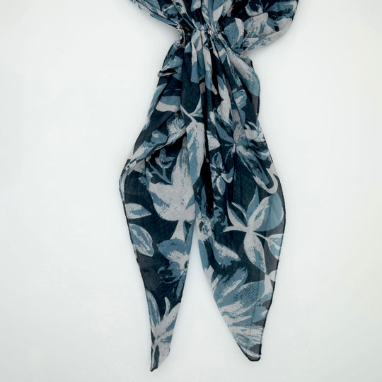 Tal Winter Gray Floral Scarves - Tal-48-AYR