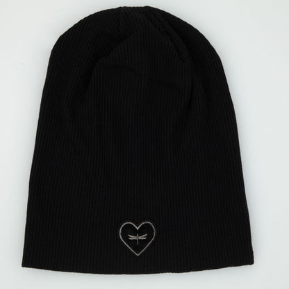Tal The Gunmetal Heart Ribbed Beanie - Tal-38-AYR