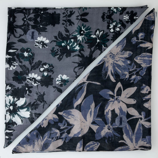 Tal Winter Gray Floral Scarves - Tal-48-AYR