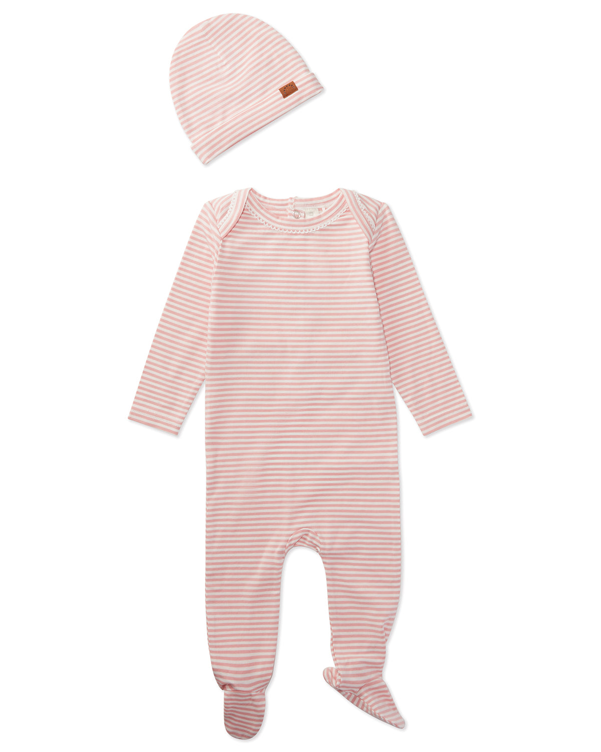 Striped Shoulder Flap Footie Set