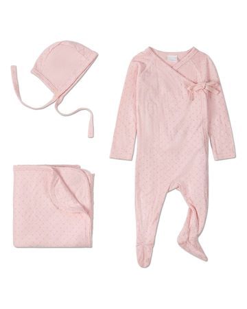 MiniMoi Little Hearts Pointelle 3 Pc Footie Set