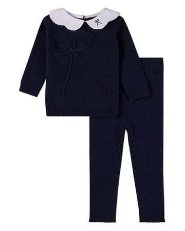 MiniMoi Bow Accent Collar Pop Knit 2 pc Set - INT10585