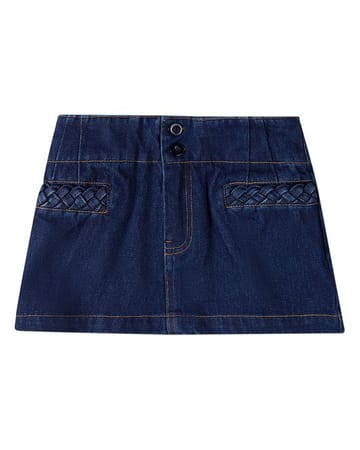 MiniMoi Braided Pocket Trim Denim Short Skirt - ISV10552