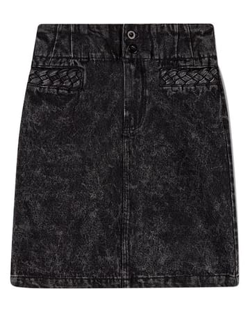 MiniMoi Braided Pocket Trim Denim Long Skirt - ISV10553
