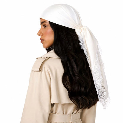 Tie Ur Knot Lace Trim Silk Headscarf - TUK-29-AW26