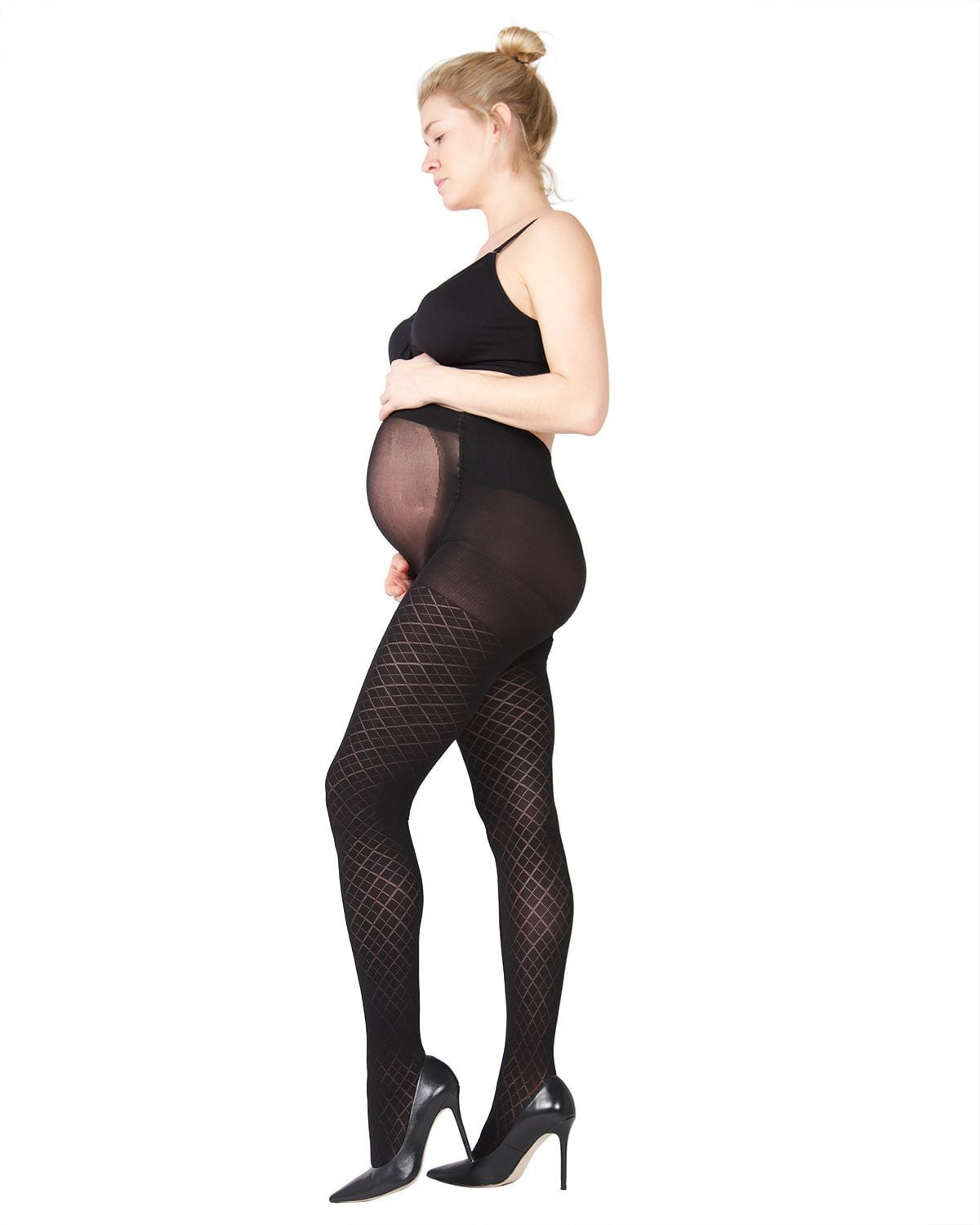 Memoi Women's Argyle Pattern Opaque Microfiber Maternity Tights