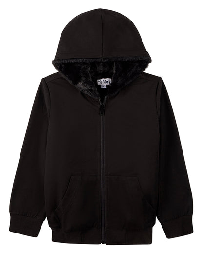 Boys Zip-Up Rayon Blend Hoodie with Cozy Faux Fur Lining