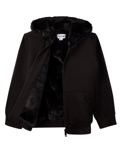 Boys Zip-Up Rayon Blend Hoodie with Cozy Faux Fur Lining