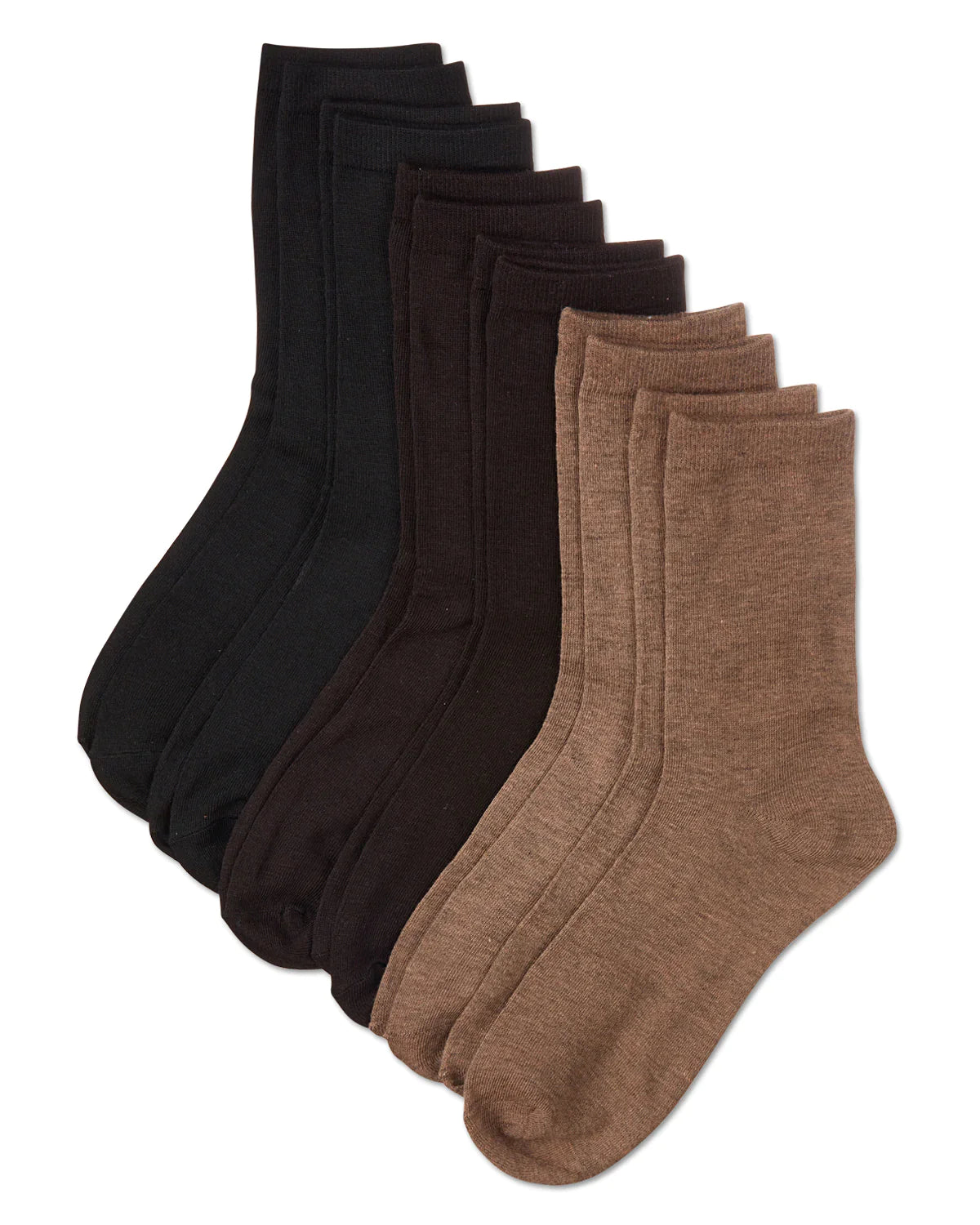 6 Pairs Women's Basic Solid Soft Flat Knit Crew Socks