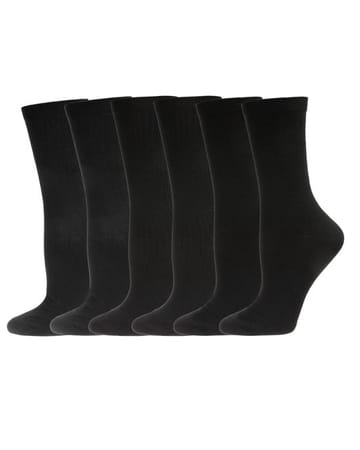 Memoi Rib/Flatknit/Cable Crew 6 Pair Pack - MCE05824