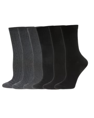 Memoi Rib/Flatknit/Cable Crew 6 Pair Pack - MCE05824
