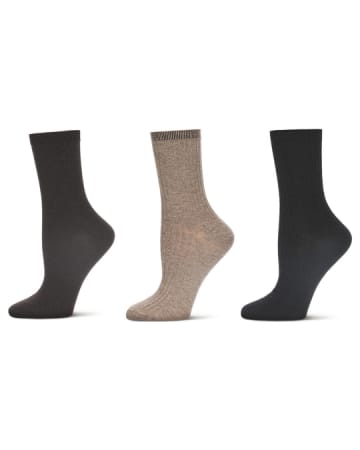 Memoi Rib/Flatknit/Cable Crew 6 Pair Pack - MCE05824