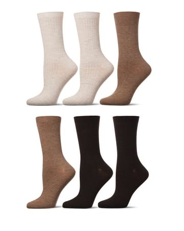 Memoi Rib/Flatknit/Cable Crew 6 Pair Pack - MCE05824