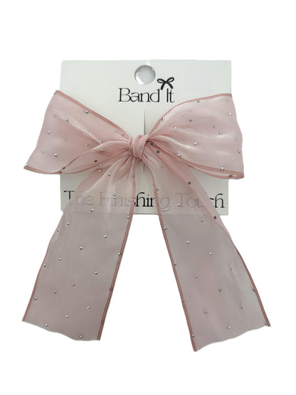 Hp Hair Accessories Organza With Rhinstones Med Bow - MD26S-001MB