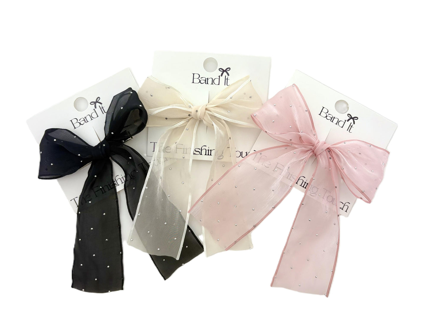 Hp Hair Accessories Organza With Rhinstones Med Bow - MD26S-001MB