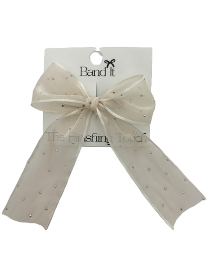 Hp Hair Accessories Organza With Rhinstones Med Bow - MD26S-001MB