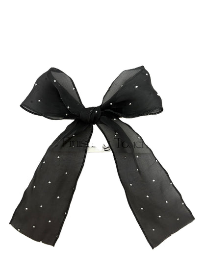 Hp Hair Accessories Organza With Rhinstones Med Bow - MD26S-001MB